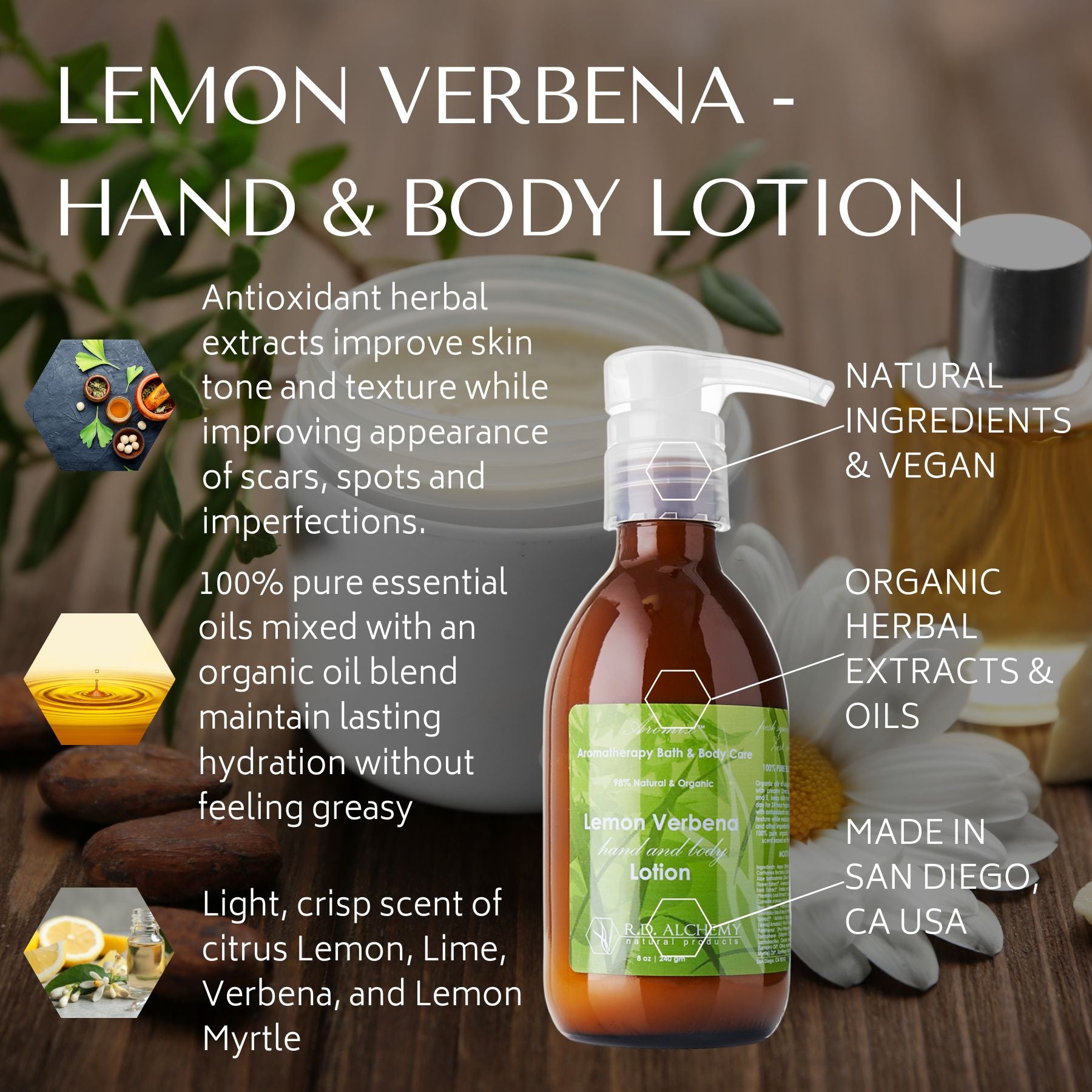 Almond Oil Handy & Body Lotion Infused with Lemon Verbena, 24 oz